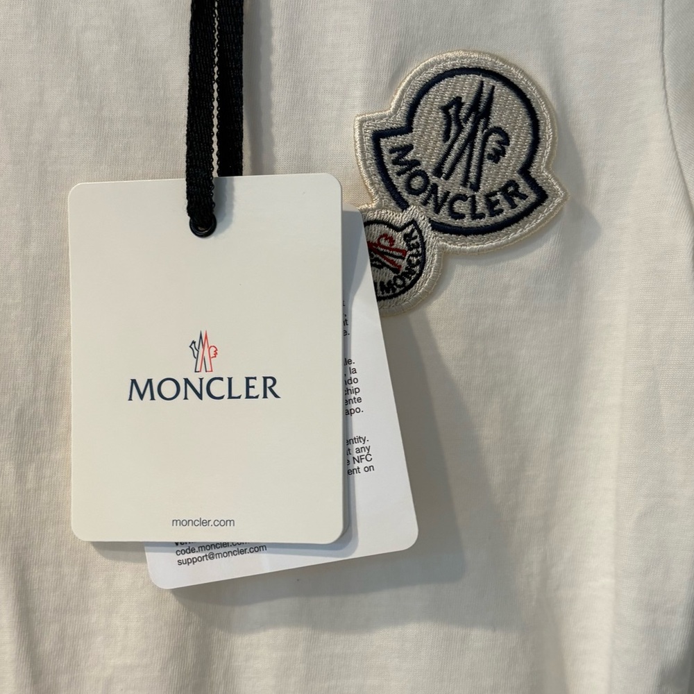 NWT Moncler Kids size 8 Cream Maglia T-Shirt with Logo - Picture 4 of 6